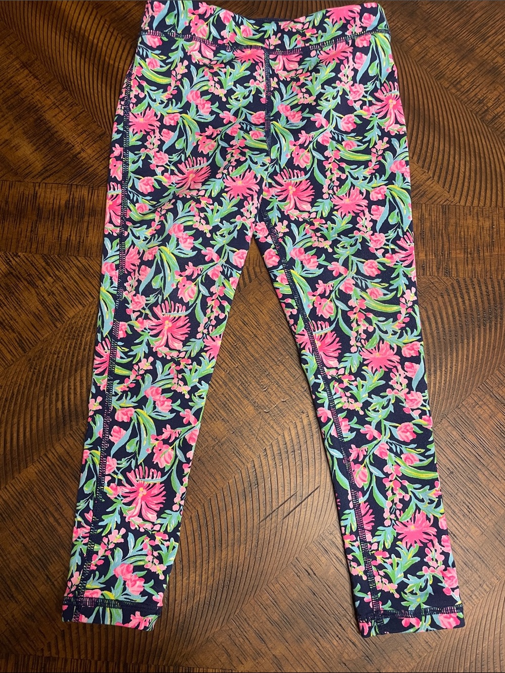 Lilly Pulitzer Navy Leggings with Pink & Green Floral Print